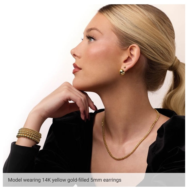 14K Yellow Gold-Filled 3 Mm Pair Friction Back Polished Ball Stud Earring