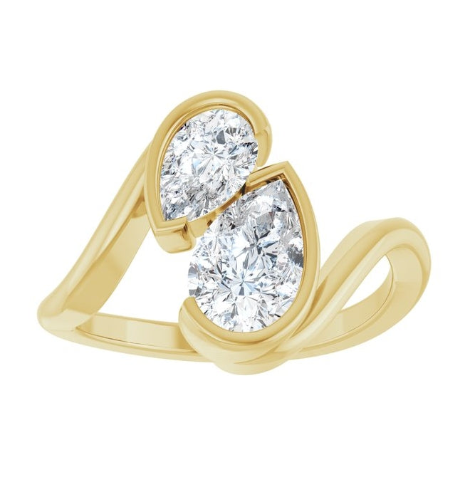 14K Yellow Gold Pear 9 X 5.5 Mm Vs, F Polished 1 1/2 Ctw Lab-Grown Diamond Engagement Ring Size 7