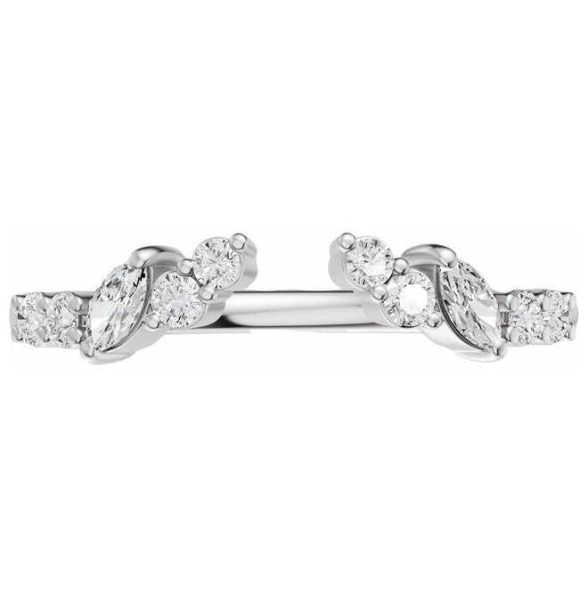 14K Yellow Or White Gold Marquise 3.8 X 1.9 Mm Vs, F+ Polished 1/4 Ctw Lab-Grown Diamond Open Band