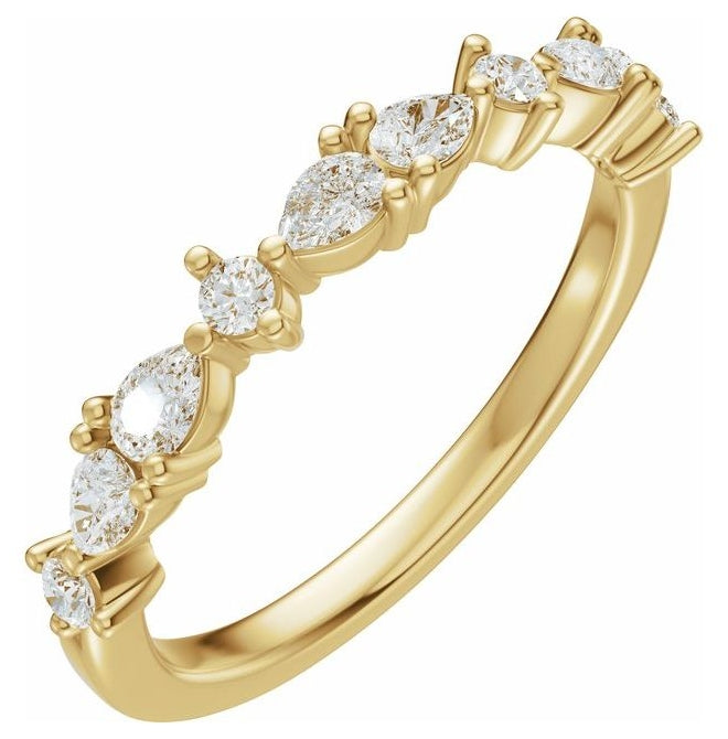 14K Yellow Or White Gold Pear 3 X 2 Mm Polished 1/2 Ctw Lab-Grown Diamond Anniversary Band