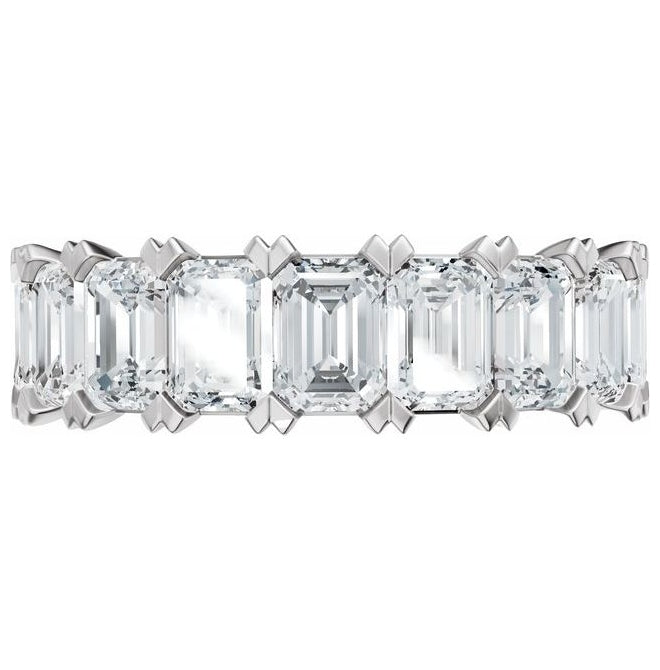 14K Yellow Or White Gold Emerald 5 X 3.5 Mm Polished 3 5/8 Ctw Lab-Grown Diamond Low Profile Anniversary Band Size 7