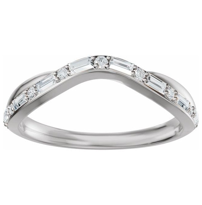 14K Yellow Or White Gold Straight Baguette 2.3 X 1.2 Mm Polished 1/2 Ctw Lab Grown Diamond Contour Band