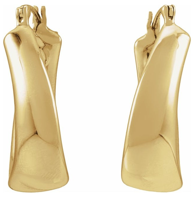 14K Yellow Gold Electroform Puffed 25 mm Hoop Earrings