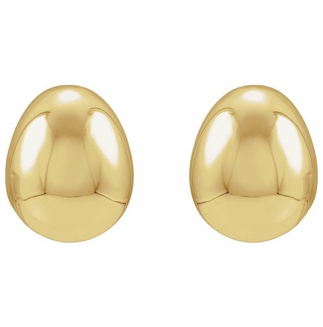 14K Yellow Gold Electroform Puffed Ball Stud Earrings