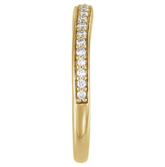 14K Yellow Gold Round 1.2 Mm Polished 1/6 Ctw Lab-Grown Diamond Anniversary Band Size 7