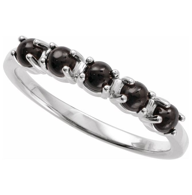 14K Yellow Gold Or Sterling Silver Round 3 Mm Polished Natural Gem Cabochon Stackable Ring