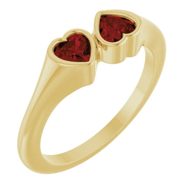 14K Yellow Gold Or Sterling Silver 4 X 4 Mm Polished Natural Gem Two-Stone Bezel Set Ring