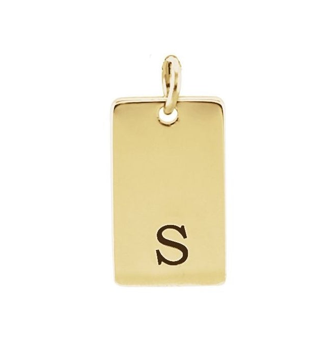 18K Yellow Gold Vermeil 13 X 8 Mm Polished Be Posh Engravable Rectangle Pendant