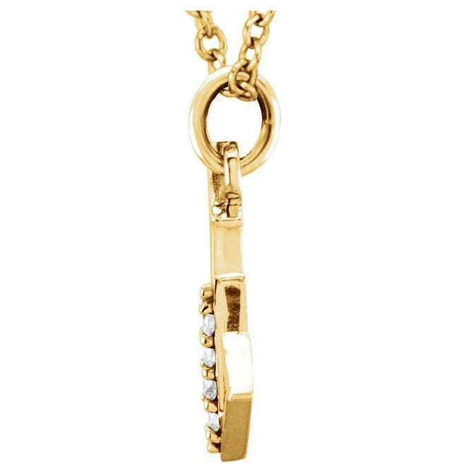 14K Yellow Gold Round 1 Mm I1, G-H 16 In Polished .02 Ctw Natural Diamond Initial W Necklace