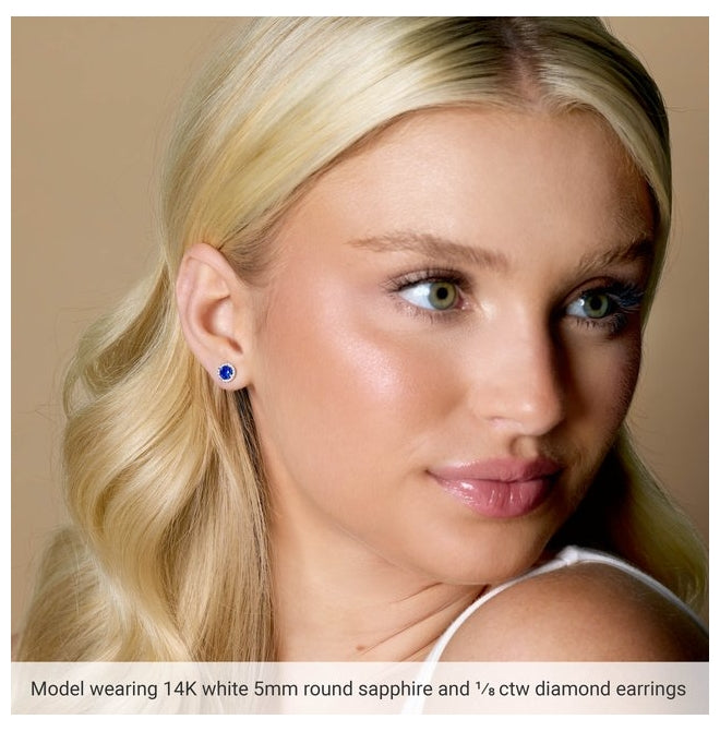 14K White Gold 4 mm Natural London Blue Topaz & 1/10 CTW Natural Diamond Earrings