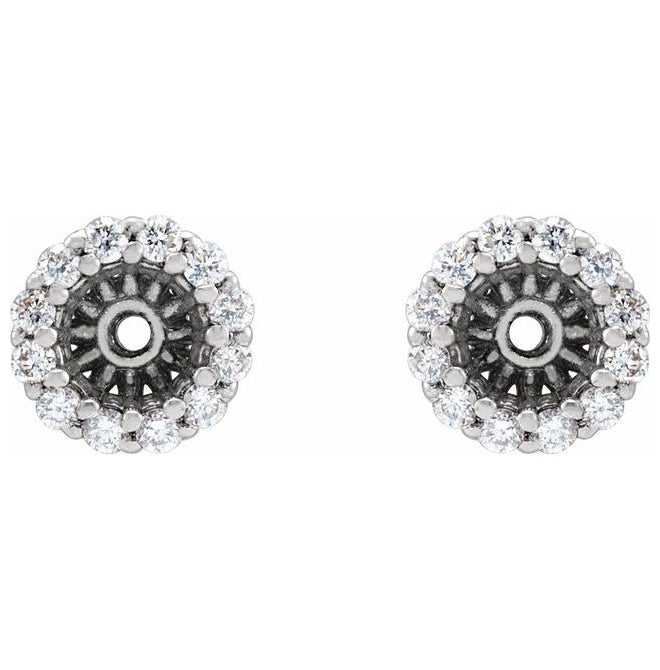 14K White Gold 3.6 Mm Pair Polished 1/8 Ctw Diamond Earring Jackets