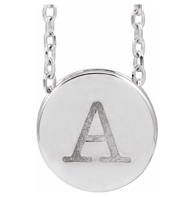 14K Yellow Gold Or Sterling Silver 8 X 8 Mm 16-18 In Polished Disc Necklace With Scroll Detail