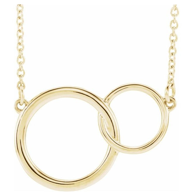 18K Yellow Gold-Plated Sterling Silver 16-18 In Polished Interlocking Circle Necklace
