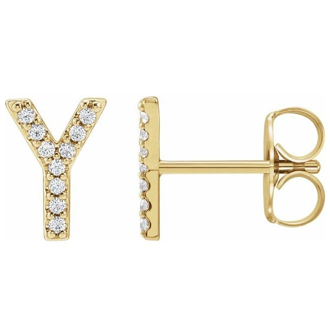 14K Yellow Gold .04 CTW Natural Diamond Initial Y Earring