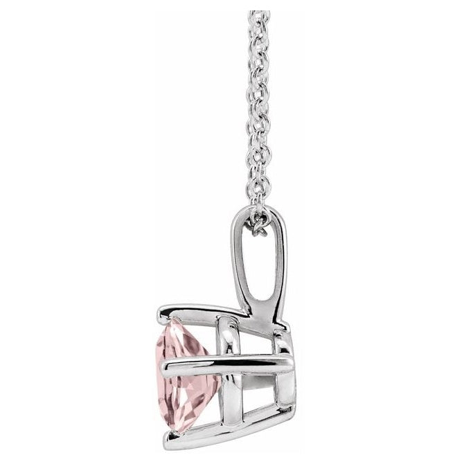 Sterling Silver Round 5 Mm 16-18 In Polished Natural Morganite Necklace