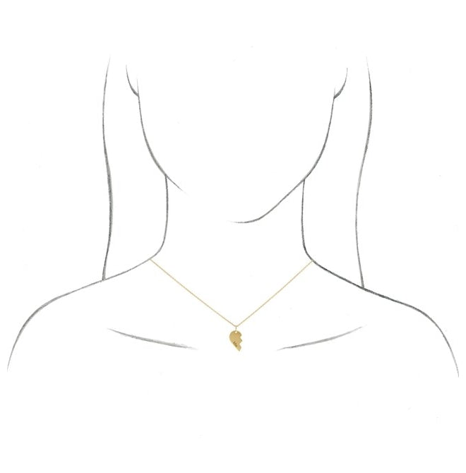 14K Yellow Gold Right 17 X 10 Mm 16-18 In Polished Broken Heart Necklace