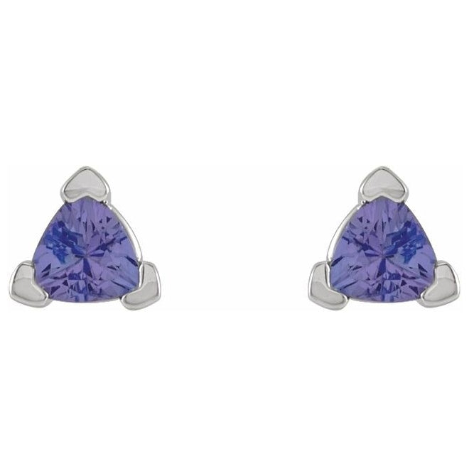 Sterling Silver 3 mm Trillion Natural Tanzanite V-Prong Earrings