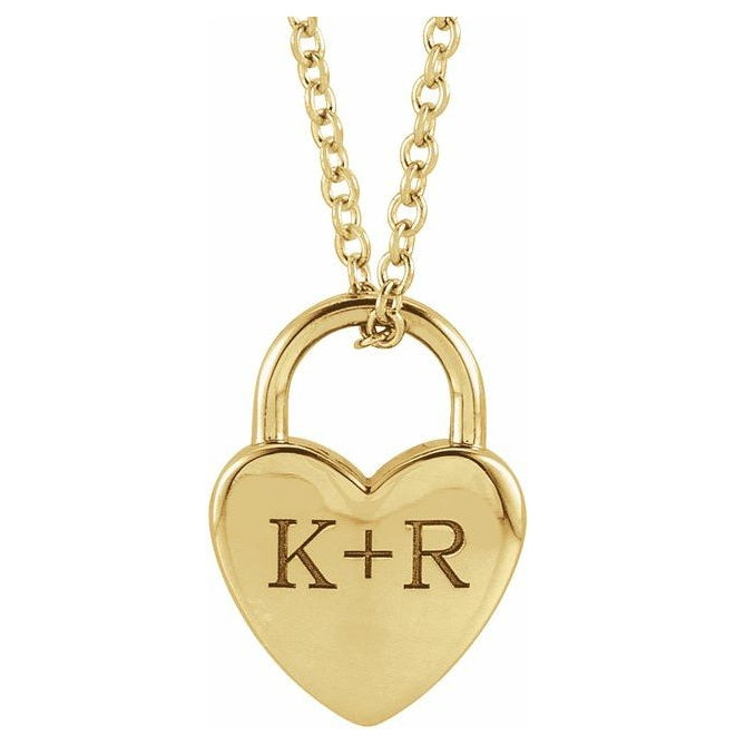 Sterling Silver 12.1 X 8.6 Mm 16-18 In Polished Engravable Heart-Shaped Lock Necklace