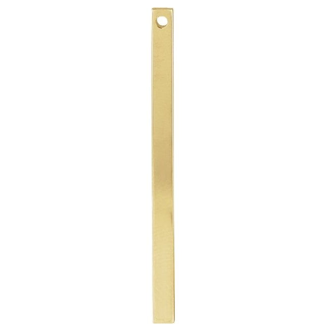 18K Yellow Gold-Plated Sterling Silver 4-Sided Polished Engravable Four-Sided Vertical Bar Slide Pendant
