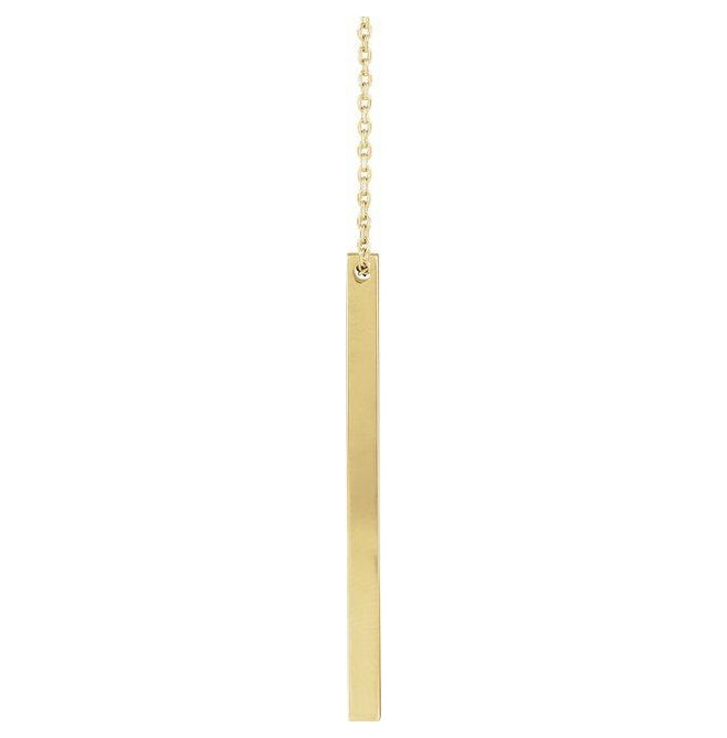 18K Yellow Gold-Plated Sterling Silver 4-Sided 16-18 In Polished Engravable Four-Sided Vertical Bar Necklace