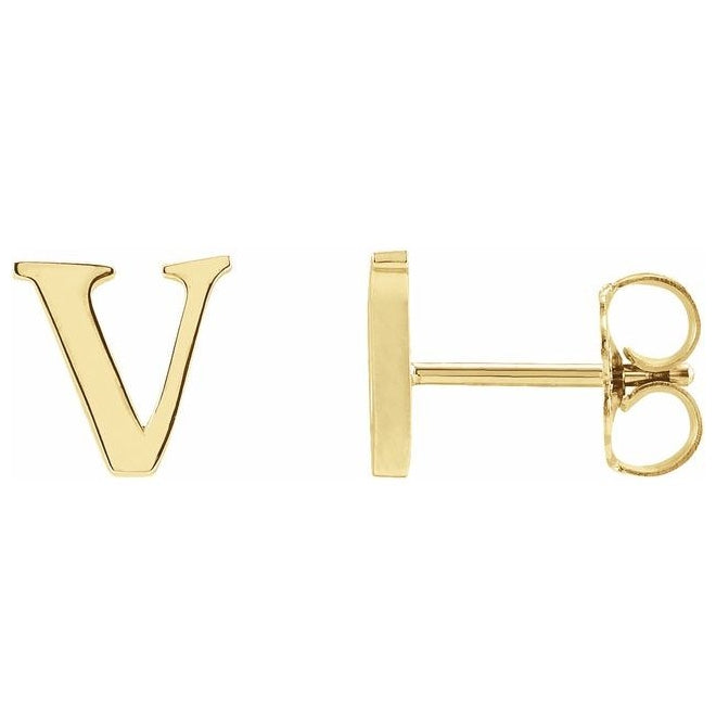 14K Yellow Gold Or Sterling Silver Each Friction Back Polished Single Roman Numeral Earring