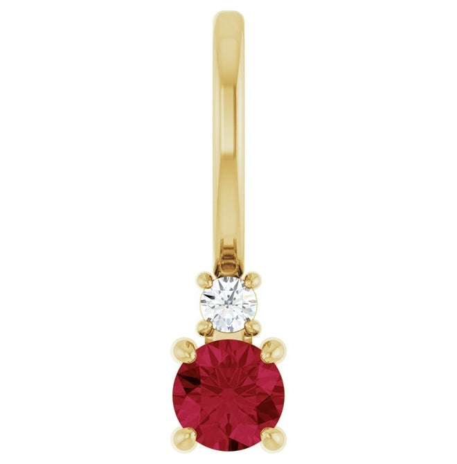 14K Yellow Gold Round Si2-Si3, G-H Polished Lab-Grown Gem And Natural Diamond Charm/Pendant