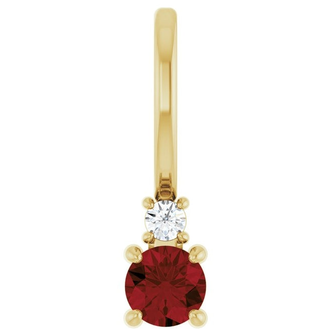 14K Yellow Gold Round Si2-Si3, G-H Polished Natural Gem And Natural Diamond Charm/Pendant