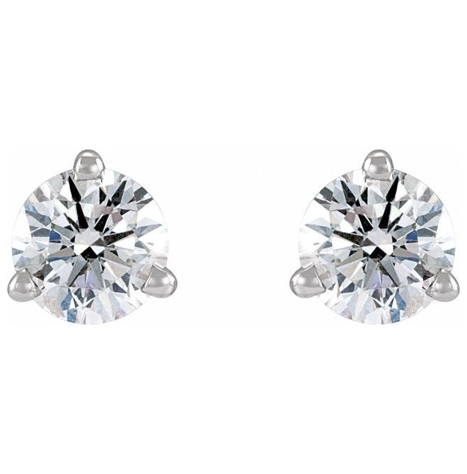 14K White Gold 1/6 CT Natural Diamond Press Fit Back Stud Earring