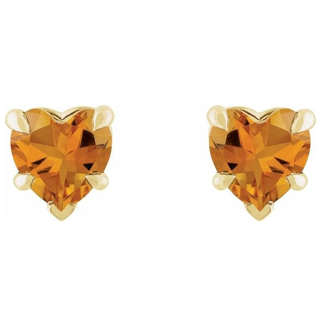 14K Yellow Gold Natural Citrine Stud Earring