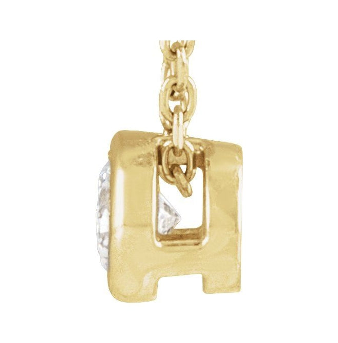 14K Yellow Gold Round 3.6Mm Si1-Si2, G-H 16-18 In Polished 1/6 Ct Lab Grown Diamond Solitaire Bezel-Set Necklace