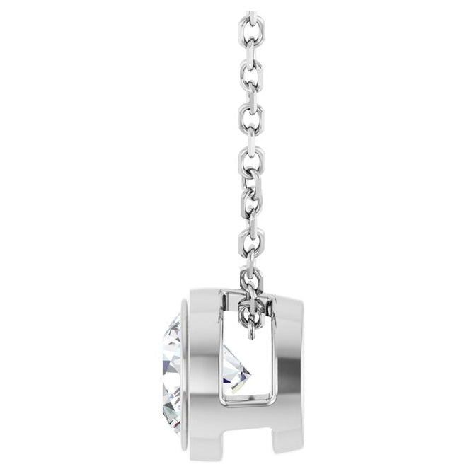 Sterling Silver Round 5.2Mm Si1-Si2, G-H 16-18 In Polished 1/2 Ct Lab-Grown Diamond Solitaire Bezel-Set Necklace