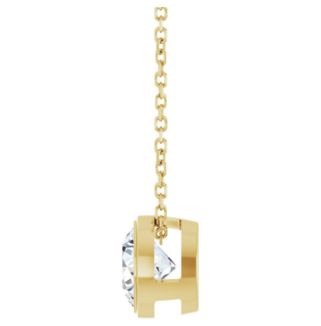 14K Yellow Or White Gold Round 6.5Mm Si1-Si2, G-H 16-18 In Polished 1 Ct Lab-Grown Diamond Solitaire Necklace