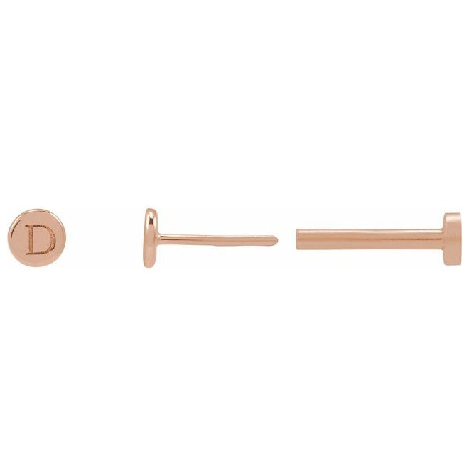 14K Yellow Or Rose Gold 3 X 3 Mm Each Tension Back Polished Engravable Disc Earring With Press Fit Post And Back