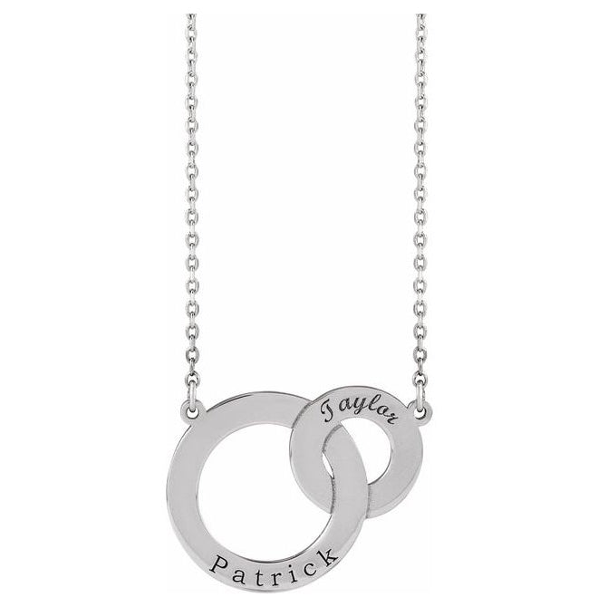 Sterling Silver 20.72 X 16 Mm 18 In Polished Engravable Interlocking Circles Necklace