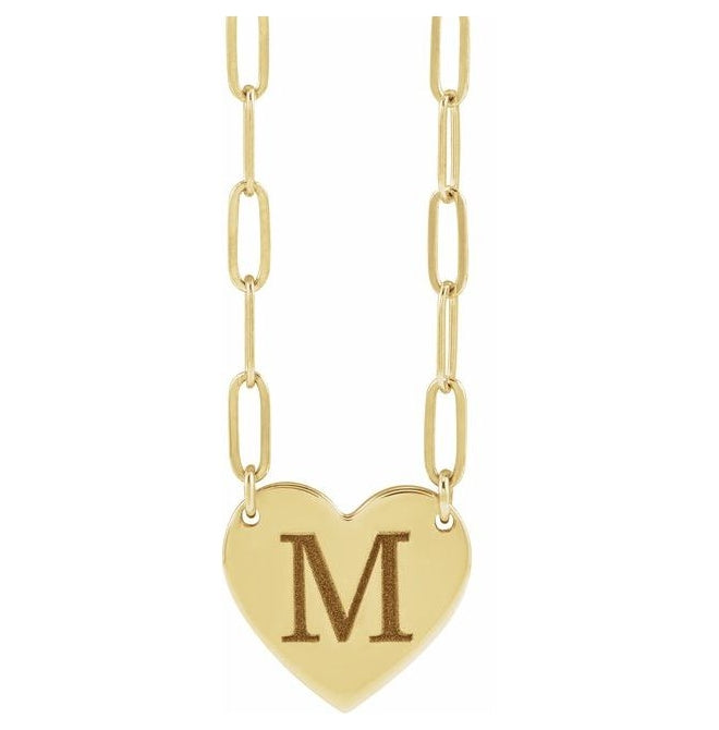 18K Yellow Gold-Plated Sterling Silver 12 X 11 Mm 18 In Polished Engravable Heart Necklace