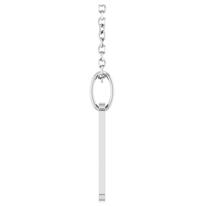 14K White Gold 15.9 X 5 Mm 16-18 In Polished Engravable Dog Tag Necklace