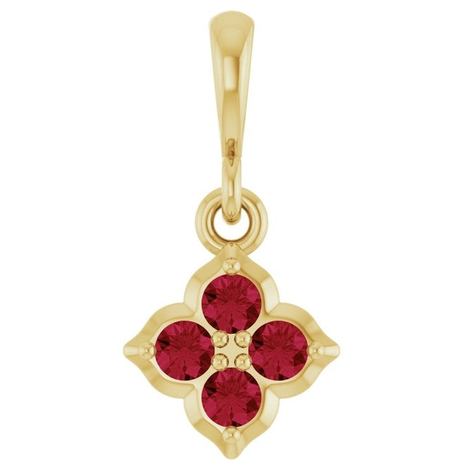 14K Yellow Or White Gold Round 2 Mm Polished Lab-Grown Gem Four Stone Pendant