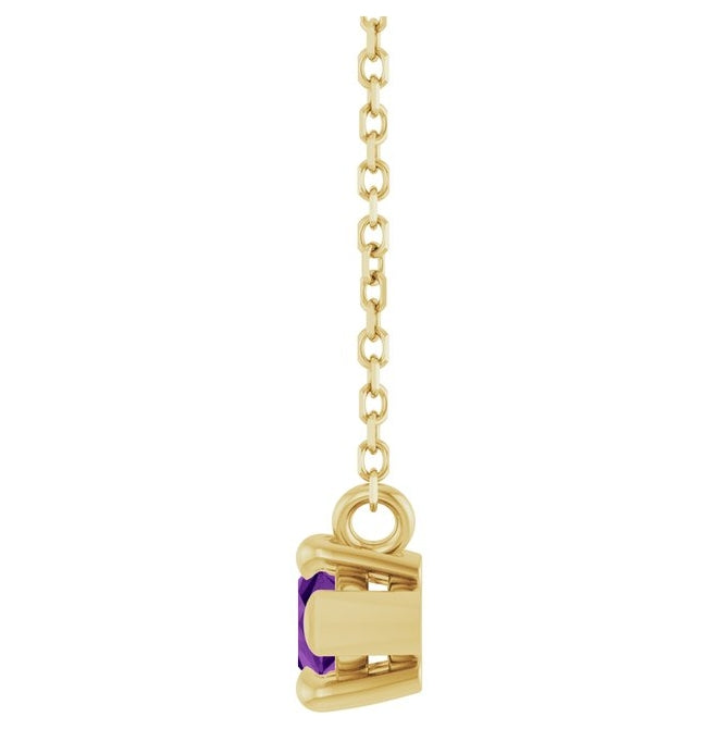 14K Yellow Gold Marquise 8 X 4 Mm 18 In Polished Natural Amethyst 6-Prong V-End Necklace
