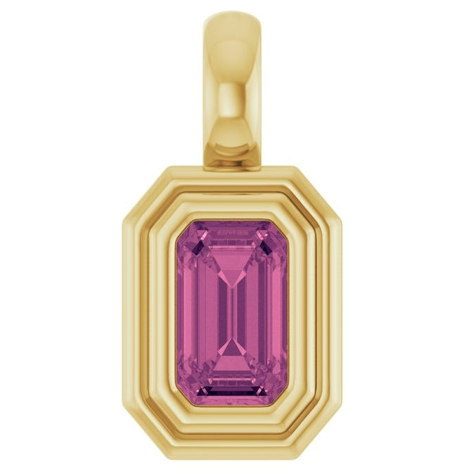 14K Yellow Gold Emerald 5 X 3 Mm Polished Natural Gemstone Charm/Pendant
