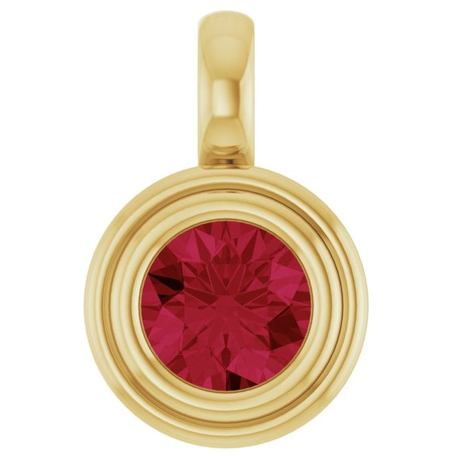 14K Yellow Gold Round Polished Lab-Grown Gemstone Charm/Pendant