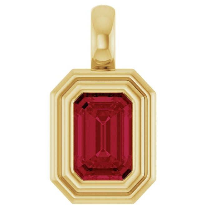 14K Yellow Gold Emerald Polished Lab-Grown Gemstone Charm/Pendant
