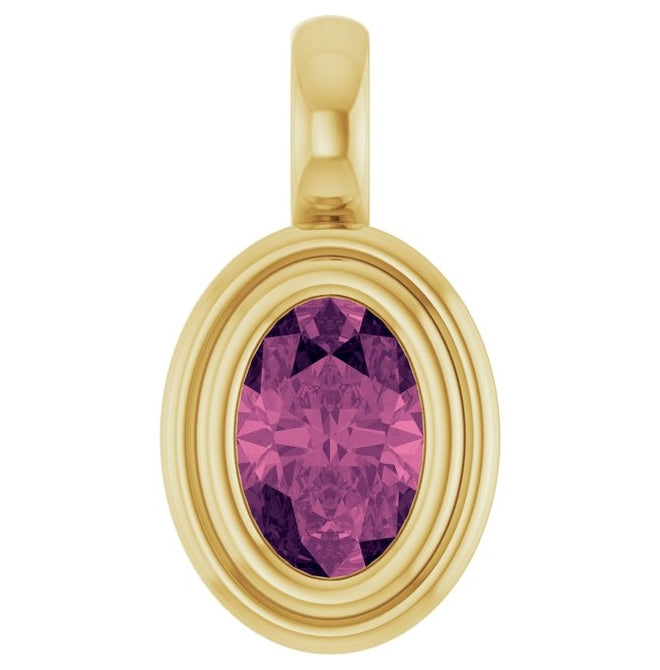 14K Yellow Gold Oval Polished Natural Gem Charm/Pendant