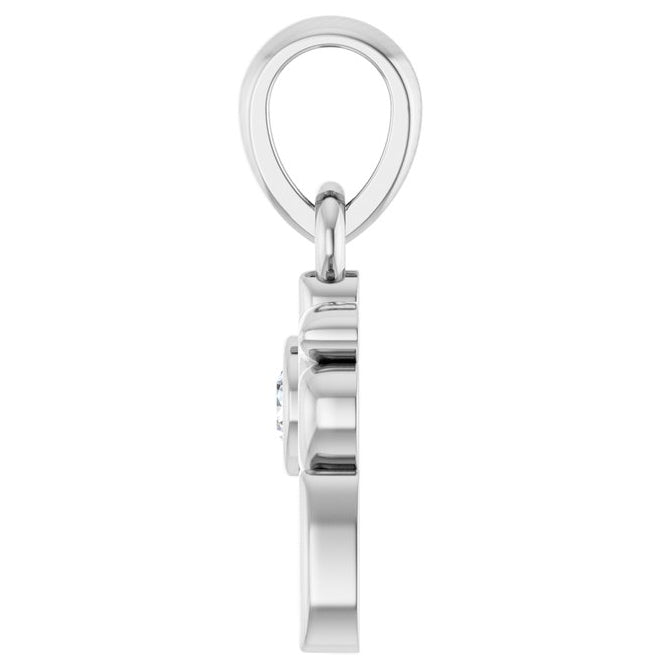 14K Yellow Gold Or Sterling Silver Round 2Mm I1, G-H Polished .03 Ct Natural Diamond Dog Mom Pendant