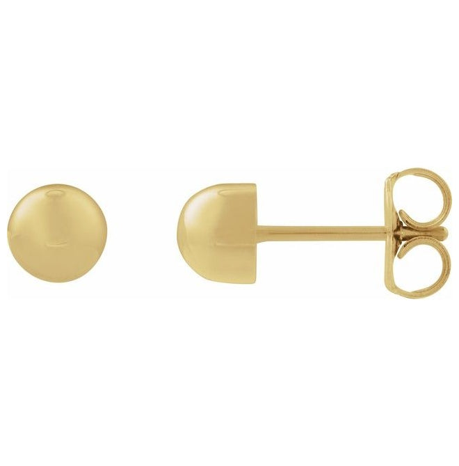 14K Yellow Gold Pair Friction Backs Included Polished Dome Stud Earrings