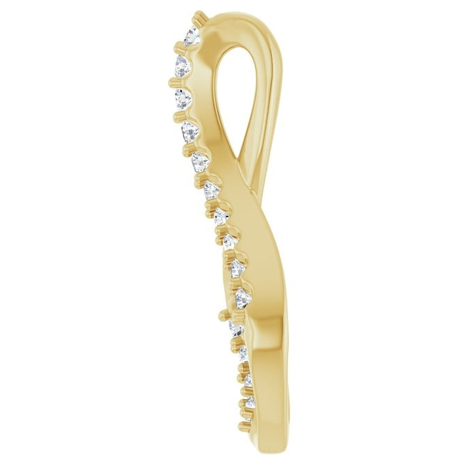 14K Yellow Gold Round 1.5Mm I1, G-H Polished 1/5 Ctw Natural Diamond Freeform Pendant