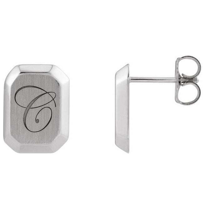 14K Yellow Gold Or Sterling Silver 12 X 9 Mm Pair Friction Backs Polished Engravable Geometric Stud Earrings