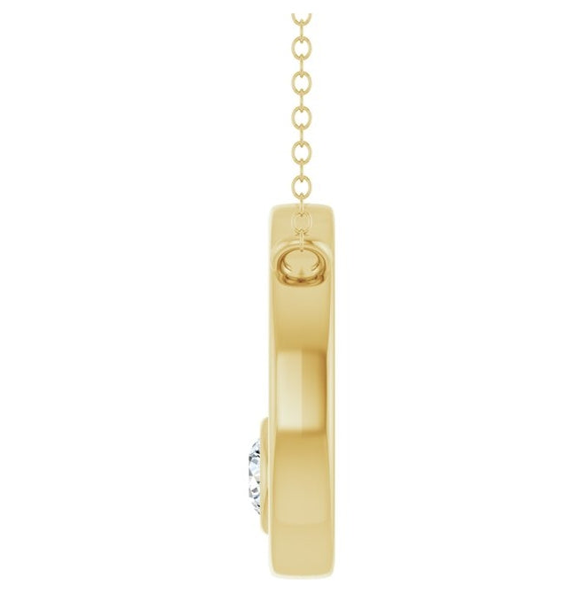 14K Yellow Gold Round 3.4Mm I1, G-H 18 In Polished 1/6 Ct Natural Diamond Circle Necklace