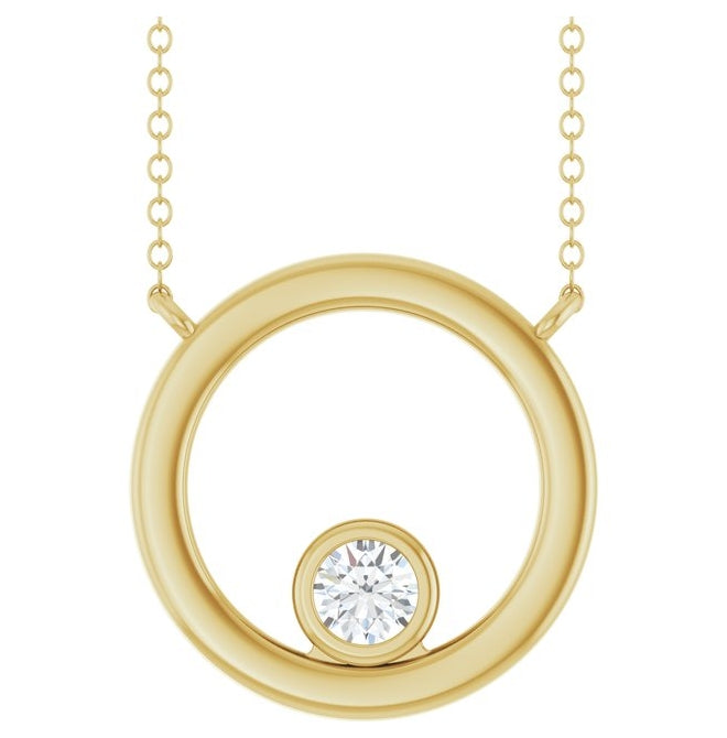 14K Yellow Or White Gold Round 3.4Mm Vs, F+ 18 In Polished 1/6 Ct Lab-Grown Diamond Circle Necklace