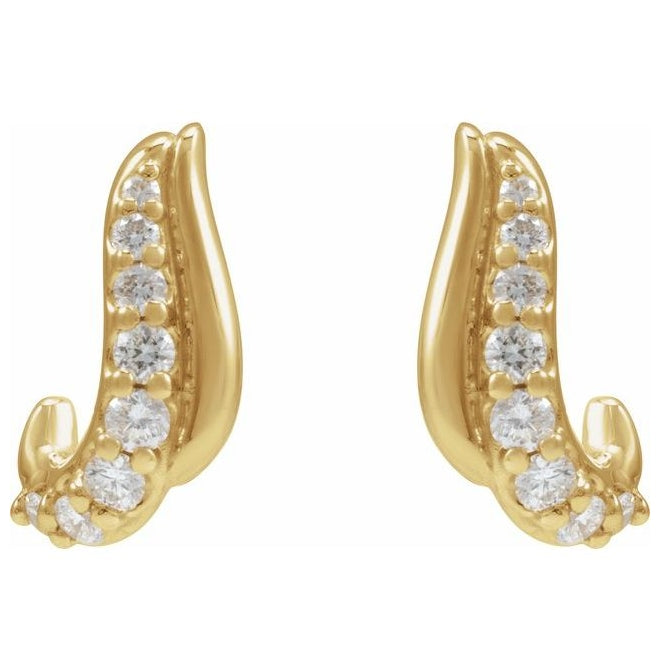 14K Yellow Gold 1/6 Natural Diamond Freeform Earrings