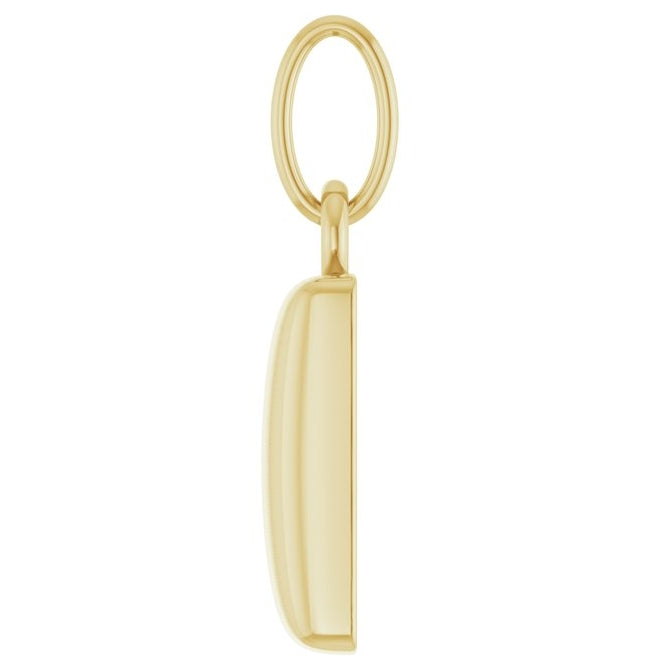 18K Yellow Gold-Plated Sterling Silver 15.1 X 7.5 Mm Polished Engravable Puffed Dog Tag Pendant